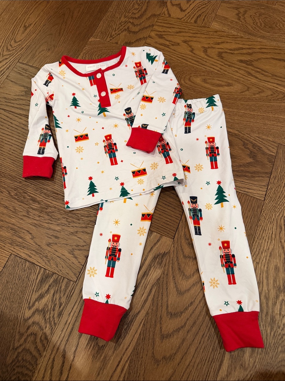 Cecil & Lou Toddler Nutcracker Holiday Pajama Set - Red & White